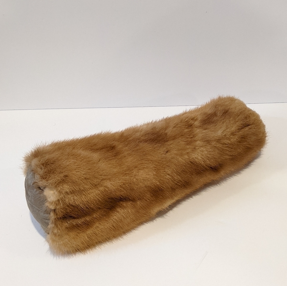 VINTAGE up cycle tan mink cushion 15”